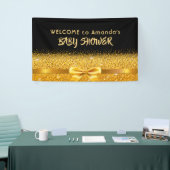 ベビーシャワー黒金ゴールドモノグラム歓迎 横断幕 (トレードショー)