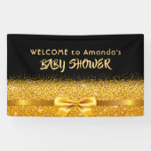 ベビーシャワー黒金ゴールドモノグラム歓迎 横断幕 (横)