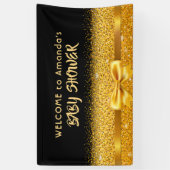 ベビーシャワー黒金ゴールドモノグラム歓迎 横断幕 (縦)