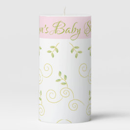 ベビーシャワー3 x 6"ピラーキャンドル金ゴールドバード/ピンク