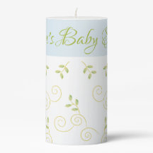 ベビーシャワー3 x 6"ピラーキャンドル金ゴールド鳥/青