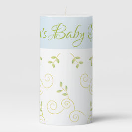 ベビーシャワー3 x 6"ピラーキャンドル金ゴールド鳥/青