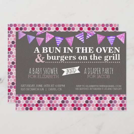 ベビーシャワー/おむつパーティの招待状 招待状 (正面/裏面)