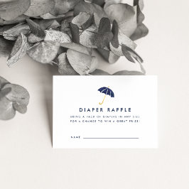 ベビーシャワー おむつラッフルチケットカード | ネイビー エンクロージャーカード