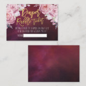 ベビーシャワー おむつラッフルチケット ボヘミアンフラワーレッド エンクロージャーカード (正面/裏面)