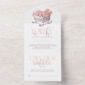 ベビーシャワー&おむつラッフルベビーバスケットグリッター オールインワン招待状 (内側)