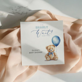 ベビーシャワー おめでとう We Can Bearly Wait スタンダードカクテルナプキン