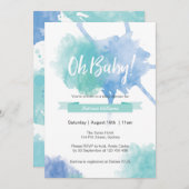 ベビーシャワー お湯のしぶき 赤ちゃんの招待状 招待状 (正面/裏面)