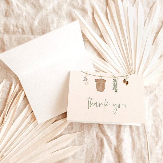 ベビーシャワー お礼カード | 緑の男の子ベビーシャワー サンキューカード