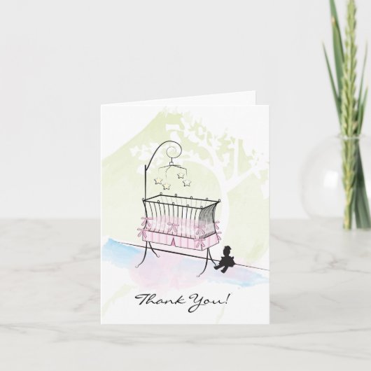ベビーシャワー お礼 - ピンク サンキューカード (正面)