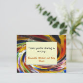 ベビーシャワー お礼 色鮮やか ジェンダーニュートラル ポストカード (スタンド正面)