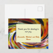 ベビーシャワー お礼 色鮮やか ジェンダーニュートラル ポストカード (正面/裏面)