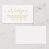ベビーシャワー、お願い、手書き金ゴールド エンクロージャーカード (正面/裏面)
