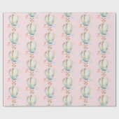 ベビーシャワー、かわいいテディベアとホットエアバルーン ラッピングペーパー (フラット)