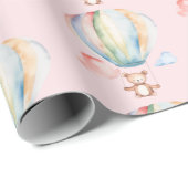 ベビーシャワー、かわいいテディベアとホットエアバルーン ラッピングペーパー (ロールコーナー)