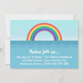 ベビーシャワー-かわいいベビーピンククジラと虹 招待状 (裏面)