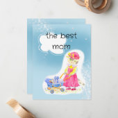 ベビーシャワー 。 かわいい猫と赤ちゃん ノートカード (正面/裏面インサイチュ)