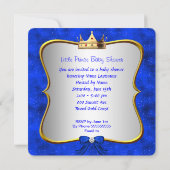 ベビーシャワー かわいい男の子 プリンス ロイヤルブルー シューズ 招待状 (裏面)