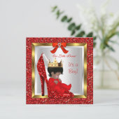 ベビーシャワー かわいい男の子 プリンス ロイヤル 赤い靴 2 招待状 (スタンド正面)