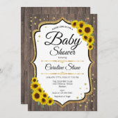 ベビーシャワー – ひまわり素朴招待状 招待状 (正面/裏面)