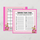 ベビーシャワー アルファベット ネーム & ビンゴゲーム ピンクのウサギ 招待状 (正面/裏面)