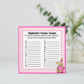 ベビーシャワー アルファベット ネーム & ビンゴゲーム ピンクのウサギ 招待状 (スタンド正面)