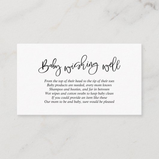 ベビーシャワー、ウィッシング·ウェイジング、クリエイティブブラック エンクロージャーカード (正面)