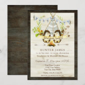 ベビーシャワー ウッドランド フォレスト テント ハリネズミ 木 招待状 (正面/裏面)