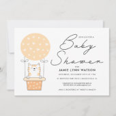 ベビーシャワー | オレンジ色の猫の風船 招待状 (正面)