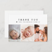 ベビーシャワー カスタム 3 枚の写真 ありがとう ハート サンキューカード (正面/裏面)