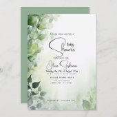 ベビーシャワー – ガーデンアイビーボタニカル 招待状 (正面/裏面)