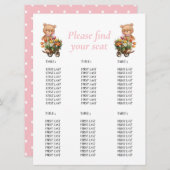 ベビーシャワー ガール テディ フラワールージュカントリー チャート 招待状 (正面/裏面)