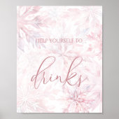 ベビーシャワー ガール ピンク スノーフレーク ドリンクス ポスター (正面)