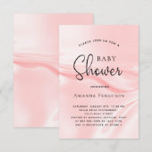 ベビーシャワー ガール ブラッシュ ピンク サテン シルク 招待状 (正面/裏面)