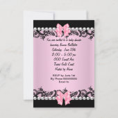 ベビーシャワー キュートな赤ちゃん女の子 ピンクのゼブラのレース 招待状 (裏面)