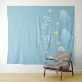 ベビーシャワー キュート ブルー フォトブース バックドロップ タペストリー (インサイチュ(横))