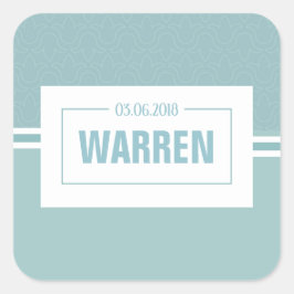 ベビーシャワー、《キリスト教》洗礼式や命名式男の赤ちゃんブルー誕生日 スクエアシール