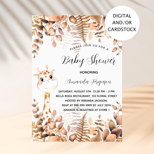 ベビーシャワー ギリシャヨガの森のジャングル 招待状