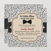 ベビーシャワー クラシック ボウタイ スノーレパード プリント 招待状 (正面/裏面)