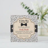 ベビーシャワー クラシック ボウタイ スノーレパード プリント 招待状 (スタンド正面)