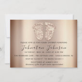 ベビーシャワー グリッター ローズ フット ワールド ボーイ ガール 招待状 (正面)