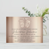 ベビーシャワー グリッター ローズ フット ワールド ボーイ ガール 招待状 (スタンド正面)