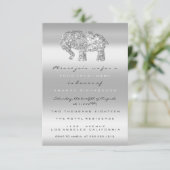 ベビーシャワー グレー風船 象ちゃん 女の子 男の子 シルバー 招待状 (スタンド正面)