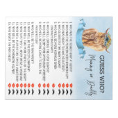 ベビーシャワー・ゲス・フー・ゲーム ハイランド・カウ 青 ノートパッド (正面)