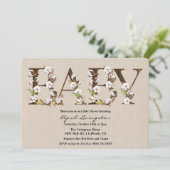 ベビーシャワー コットン アルファベット 招待状 (スタンド正面)