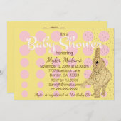 ベビーシャワー ゴールド ベイビー エレファント 招待状 (正面/裏面)