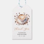 ベビーシャワー　ジェンダーニュートラルベイビー　コーヒー飲みながら ギフトタグ (正面)