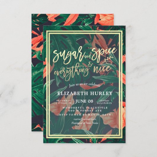 ベビーシャワー スイート&スパイス&エブリシングナイス フラワー 招待状 (正面/裏面)