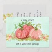 ベビーシャワー スウィート リトル パンプキン ピンク ローズ 招待状 (正面/裏面)