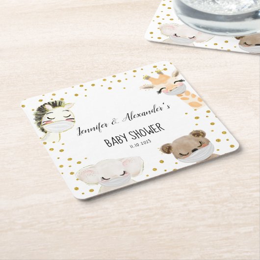 ベビーシャワー スクエアペーパーコースター (アングル)